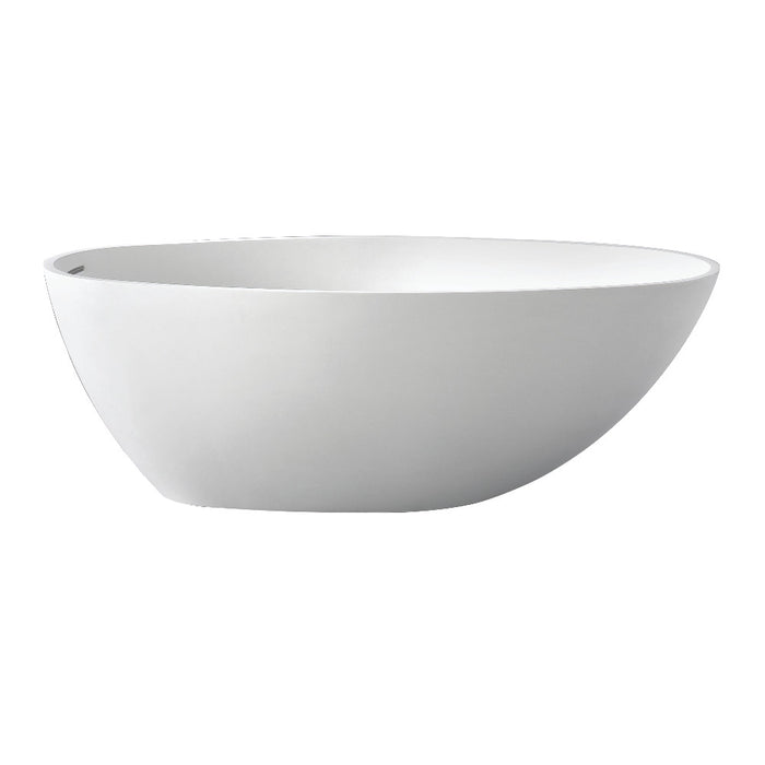 Kingston Brass VRTRS633022 63" Solid Surface Egg Shaped Double Ended Freestanding Tub with Drain, Matte White