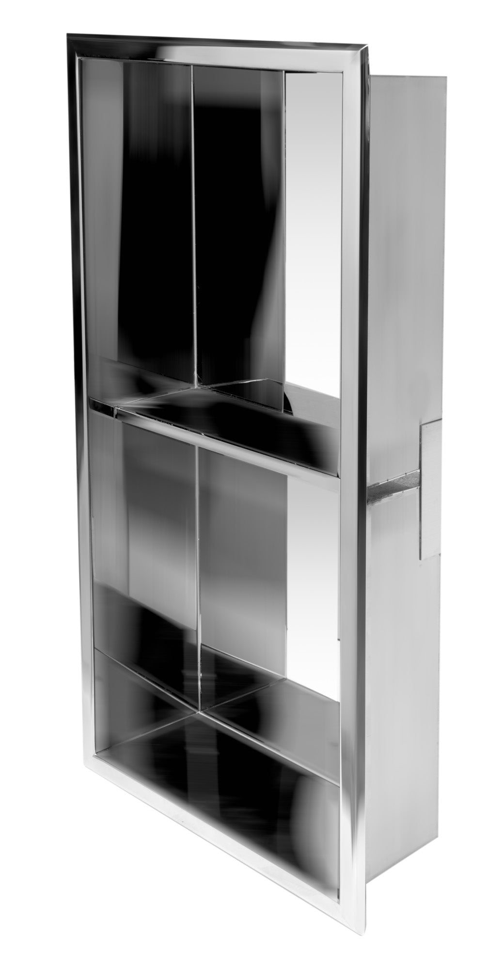 ALFI ABN1224-PSS 12 x 24 Polished Stainless Steel Vertical Double Shelf Bath Shower Niche