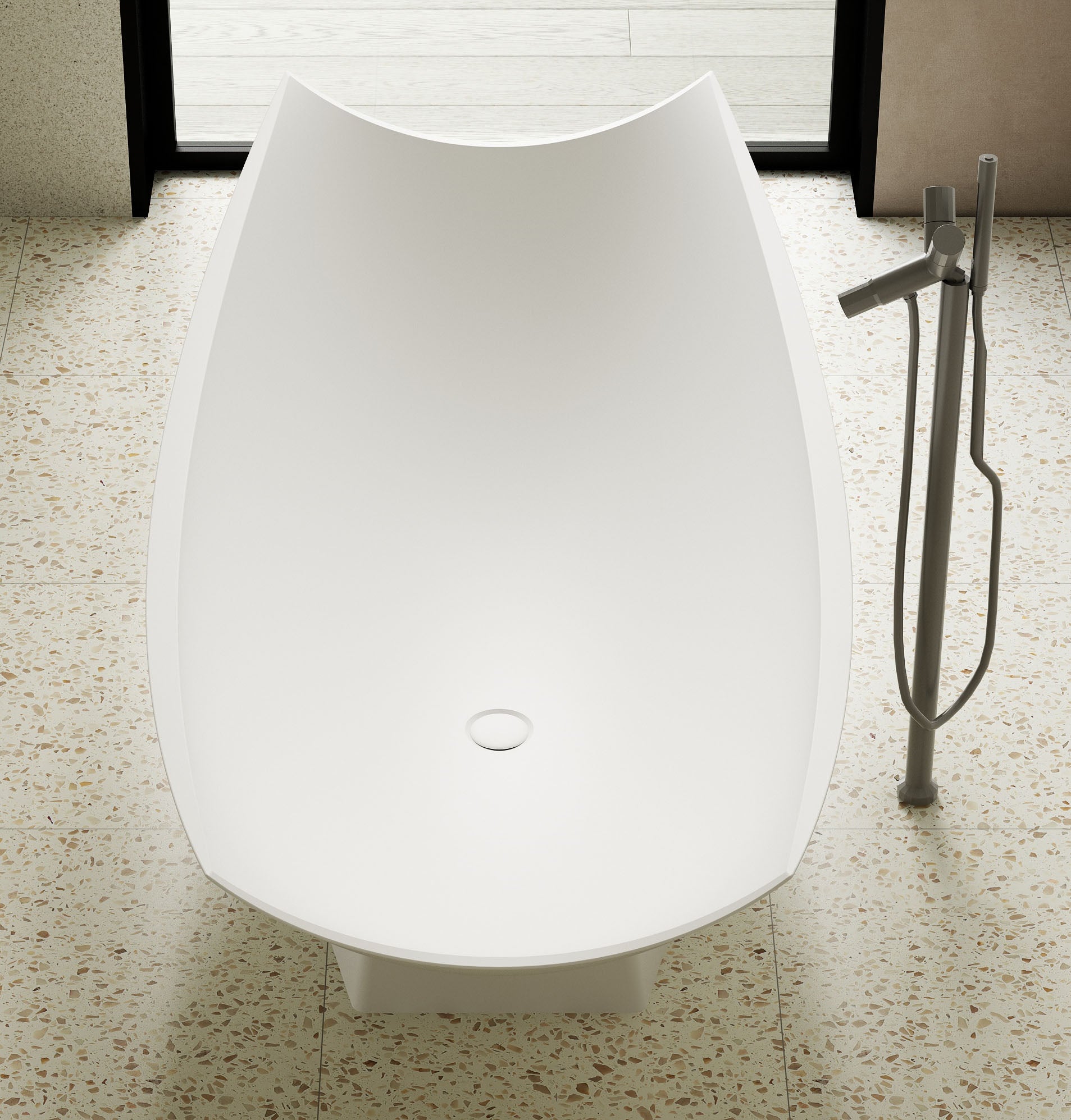 ALFI AB9992 White Matte 71" Solid Surface Resin Free Standing Hammock Style Bathtub