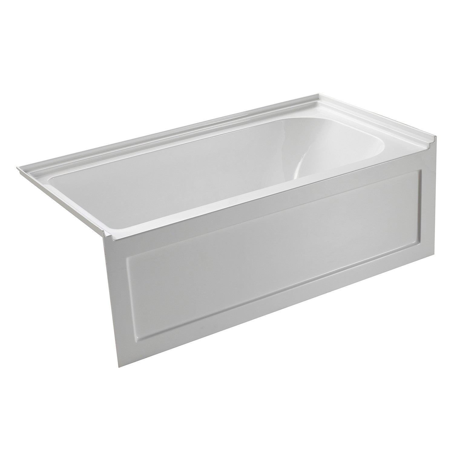 Aqua Eden VTAP6032L21A 60" Acrylic Rectangular 3-Wall Alcove Tub with Anti-Skid Surface, Left Hand Drain, Glossy White