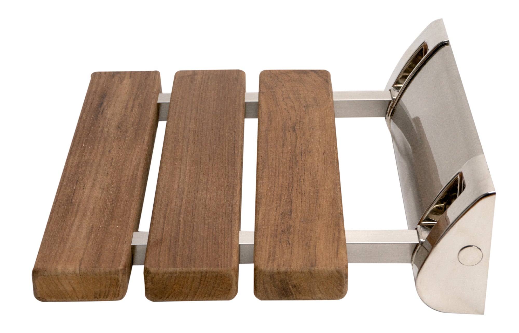 ALFI ABS14-BN Brushed Nickel 14" Folding Teak Wood Shower Seat Bench