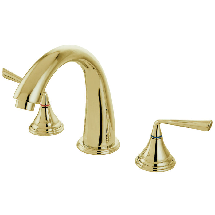 Kingston Brass KS5362ZL Silver Sage Two-Handle Deck Mount Roman Tub Faucet, Polished Brass