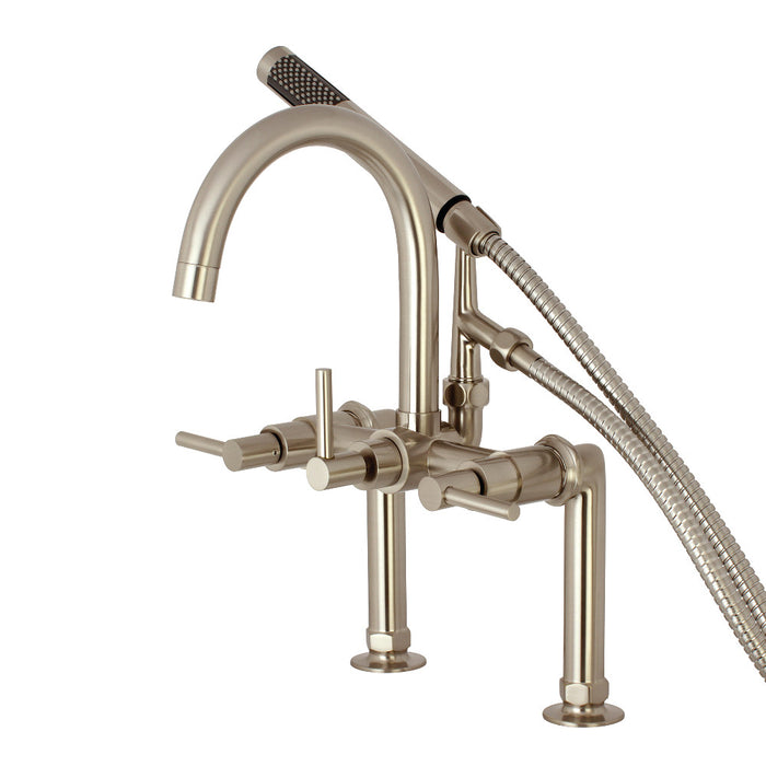 Aqua Vintage AE8108DL Concord 7" Center Deck-Mount Clawfoot Tub Faucet with Hand Shower, Brushed Nickel