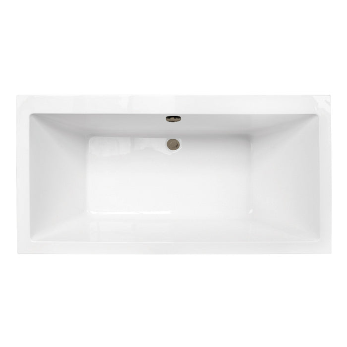 Kingston Brass VTSQ663422M3 66" Acrylic Rectangular Double Ended Freestanding Tub with Overflow/Drain Assembly, Glossy White/Antique Brass