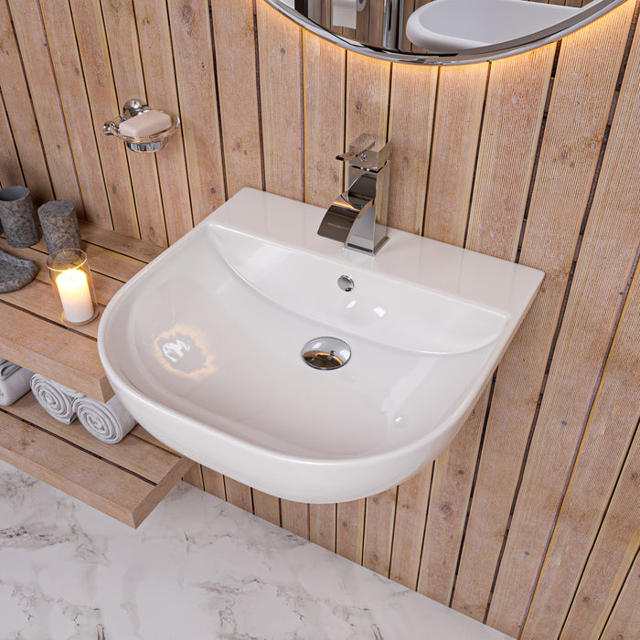 ALFI AB110  20" White D-Bowl Porcelain Wall Mounted Bath Sink