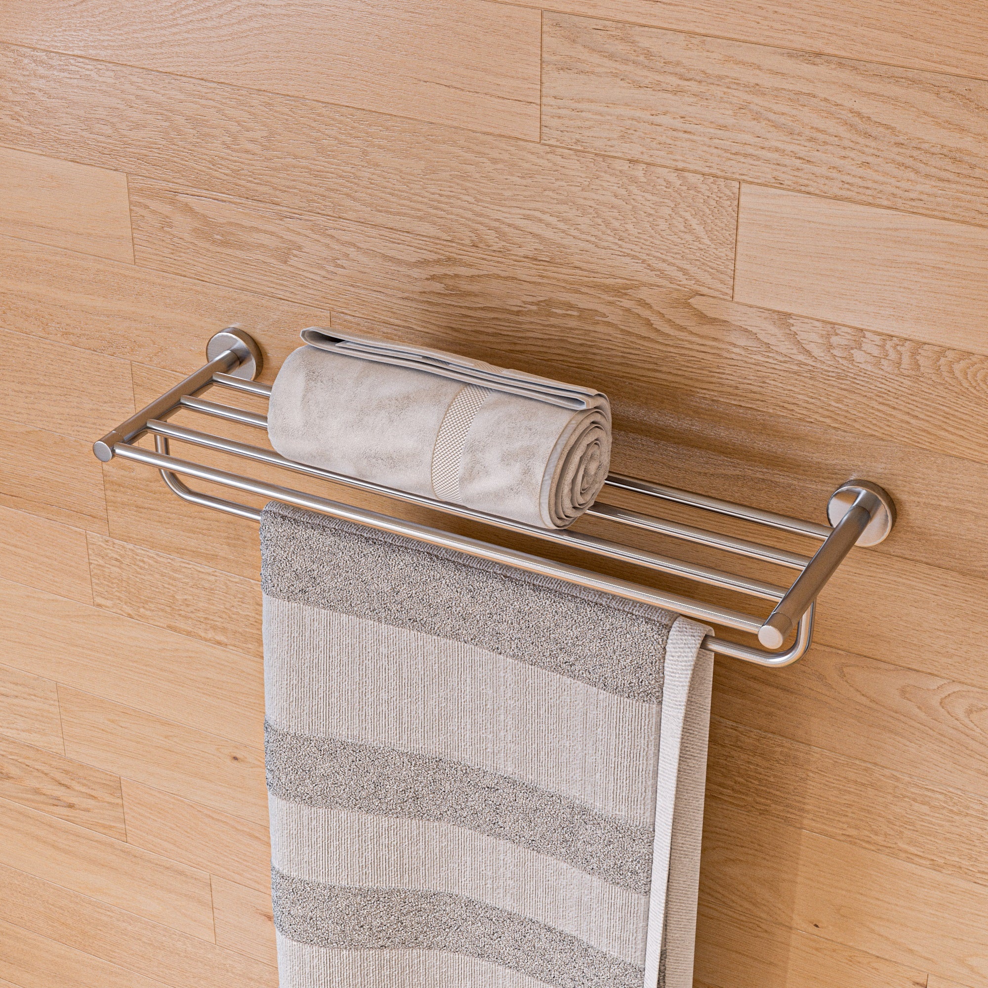 ALFI AB9538-BN Brushed Nickel 26 inch Towel Bar & Shelf Bathroom Accessory