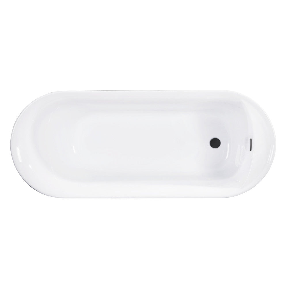Kingston Brass VTDR662723C310 66" Acrylic Oval Double Ended Freestanding Tub with Drain and Anti-Skid Surface, Glossy White/Matte Black