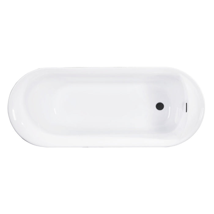 Kingston Brass VTDR662723C310 66" Acrylic Oval Double Ended Freestanding Tub with Drain and Anti-Skid Surface, Glossy White/Matte Black