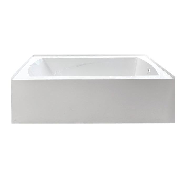 Aqua Eden VTAM6032R21 60" Acrylic Rectangular 3-Wall Alcove Tub with Armrests, Right Hand Drain, Glossy White