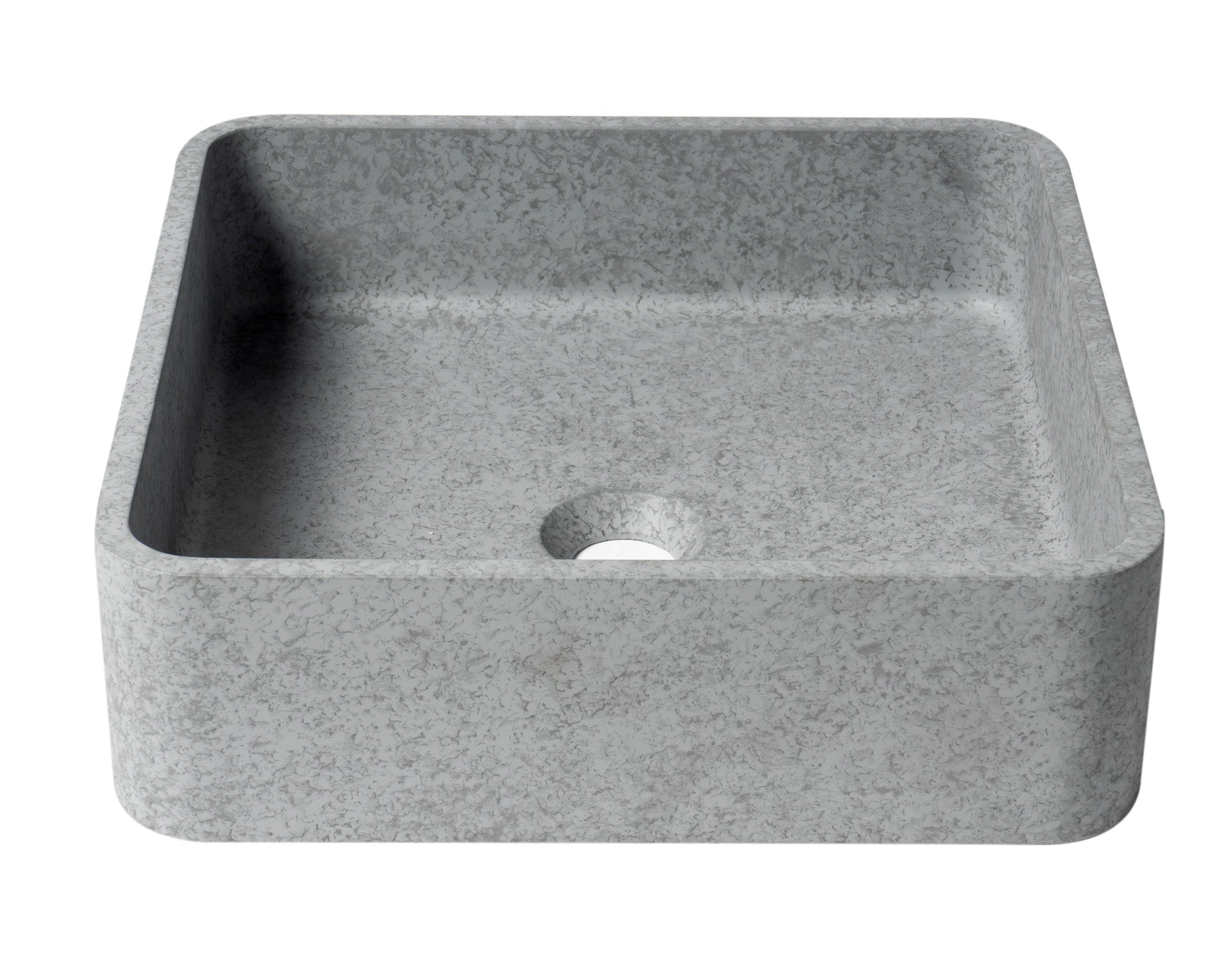 16" Solid Concrete Chiseled Style Square Above Mount Vessel Sink