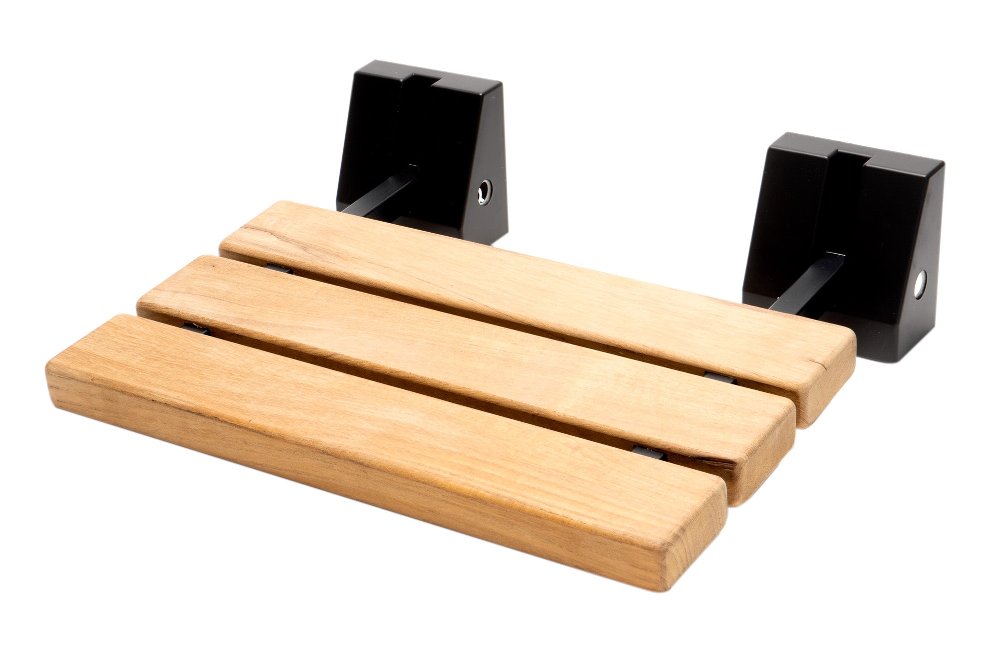 ALFI ABS16S-BM Black Matte 16" Wide Foldable Teak Shower Seat with Square Hardware