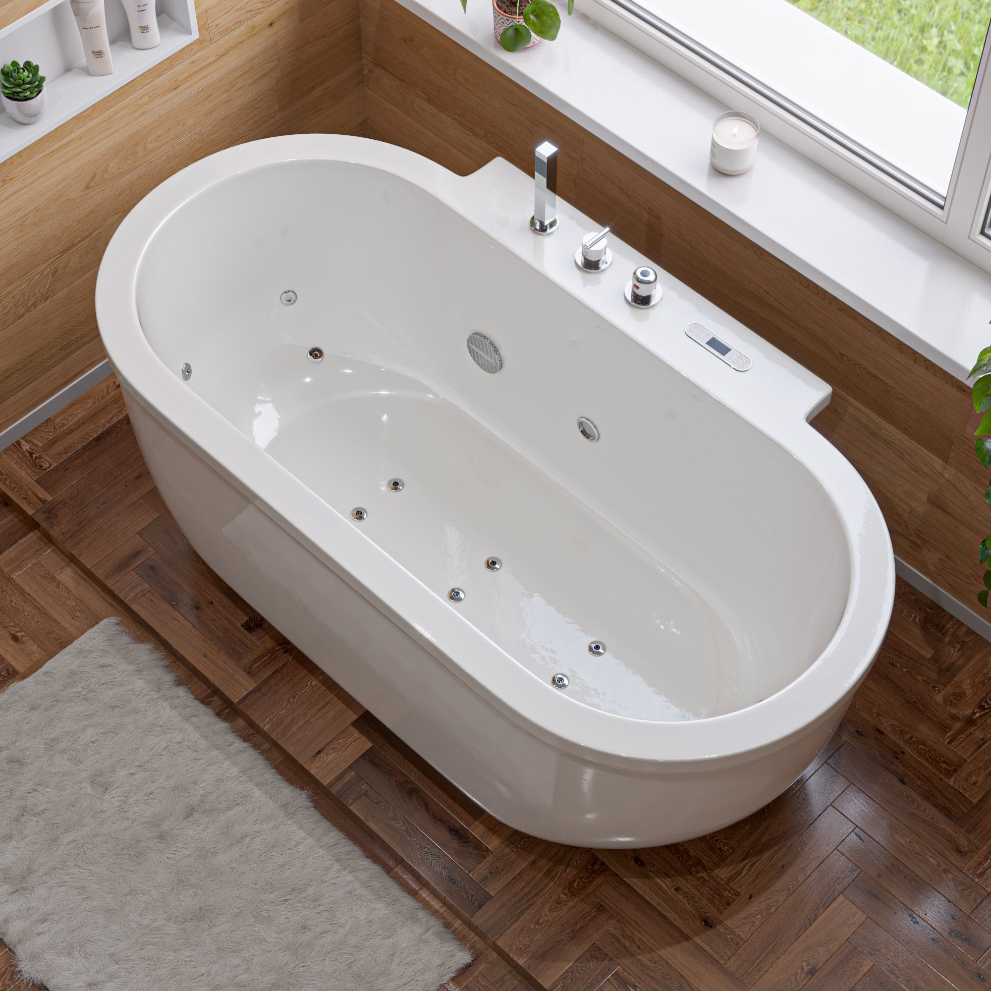 EAGO AM128ETL 6 ft Acrylic White Whirlpool Bathtub with Fixtures