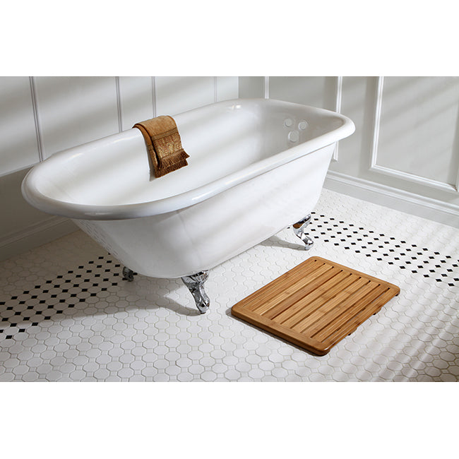 Aqua Eden VCT3D603019NT1 60" Cast Iron Oval Rectangular Roll Top Clawfoot Tub (3-3/8" Wall Drillings), White/Polished Chrome