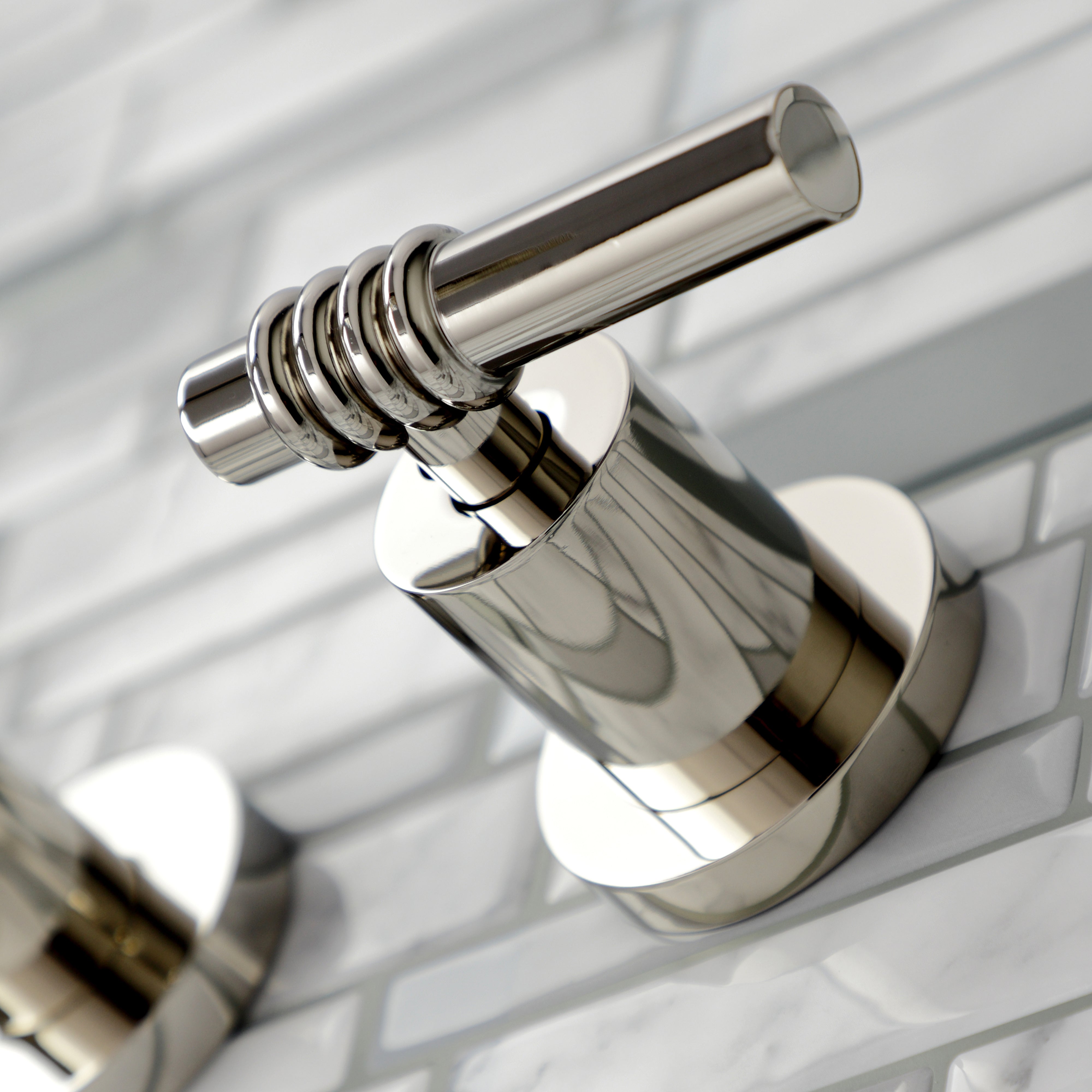 Kingston Brass KS8026ML Milano Two-Handle Wall Mount Roman Tub Faucet, Polished Nickel