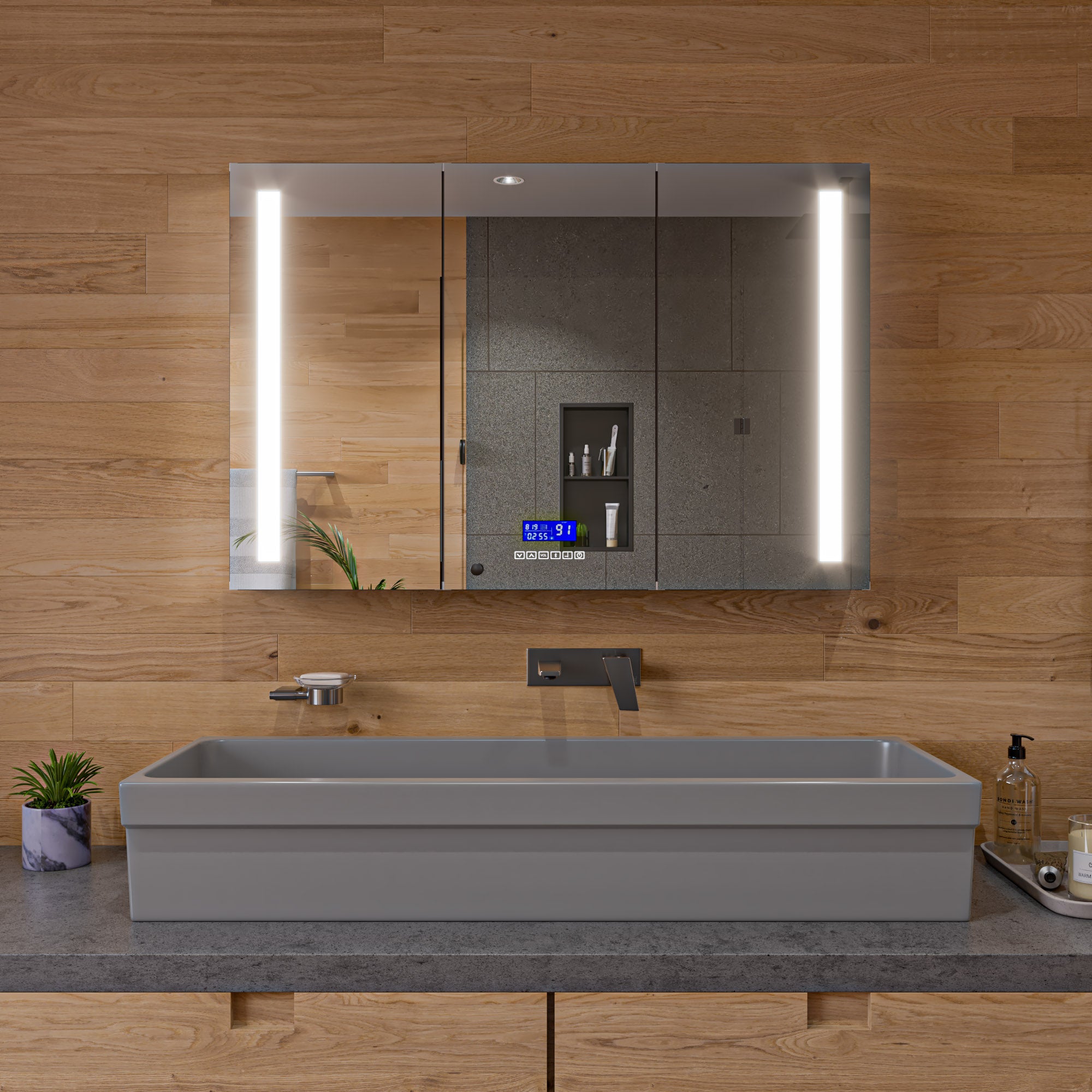 ALFI AB48TRGM 48" Grey Matte Above Mount Fireclay Bathroom Trough Sink