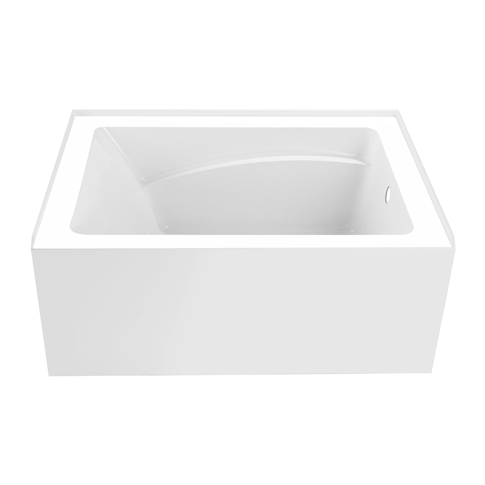 Aqua Eden VTAM4836R22T 48" Acrylic Rectangular 3-Wall Alcove Tub, Right Hand Drain, Glossy White