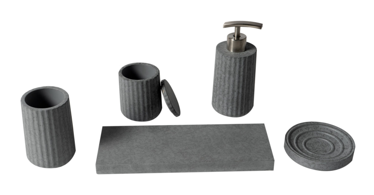 ALFI ABCO1001 5 Piece Solid Concrete Gray Matte Bathroom Accessory Set