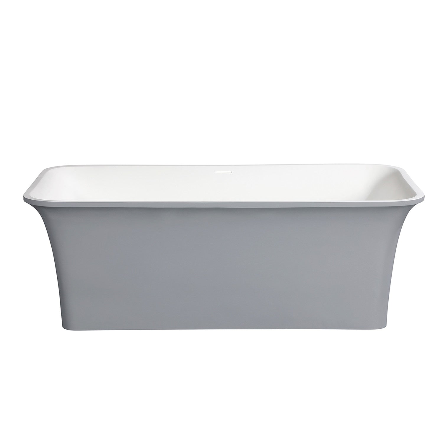 Kingston Brass VRTSQ673624WG 67" Solid Surface Rectangular Double Ended Freestanding Tub with Drain, Matte White/Gray