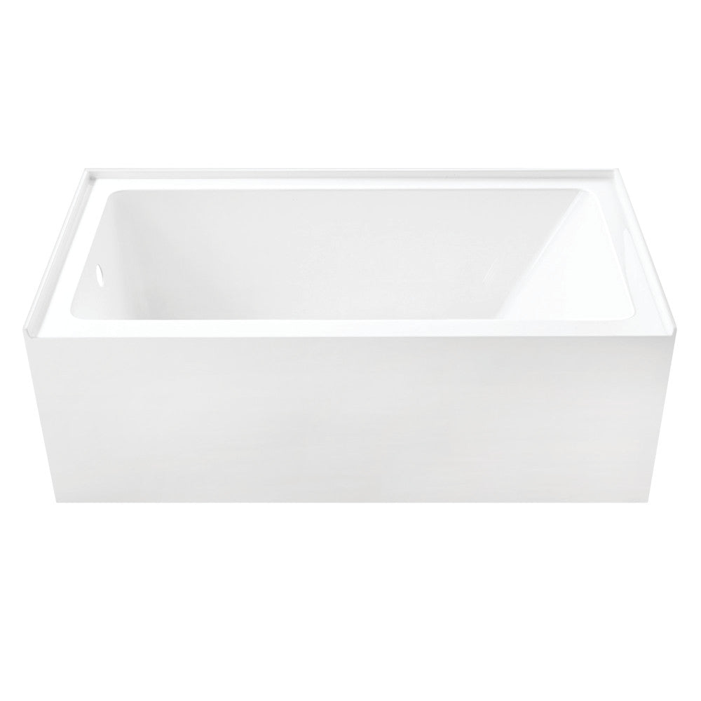 Aqua Eden VTAP6031L22T 60" Acrylic Rectangular 3-Wall Alcove Tub with Anti-Skid Surface, Left Hand Drain Hole, Glossy White
