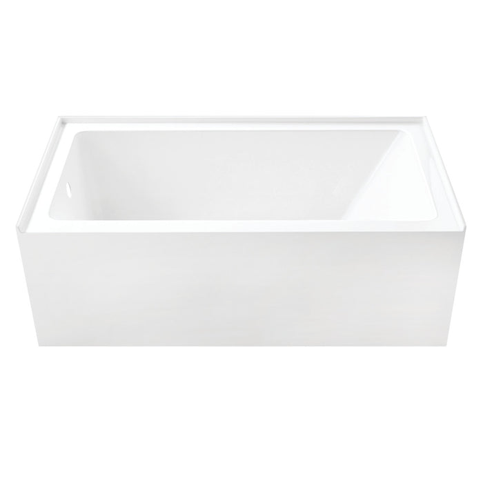 Aqua Eden VTAP6031L22T 60" Acrylic Rectangular 3-Wall Alcove Tub with Anti-Skid Surface, Left Hand Drain Hole, Glossy White