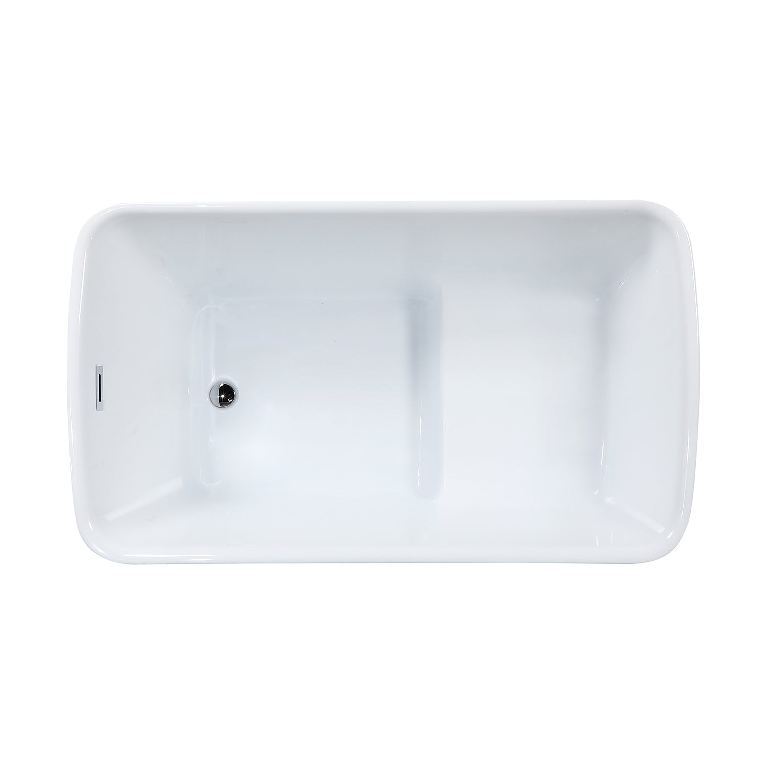 Kingston Brass VTSQ473026S 47" Acrylic Rectangular Double Ended Freestanding Tub with Drain and Integrated Seat, Glossy White