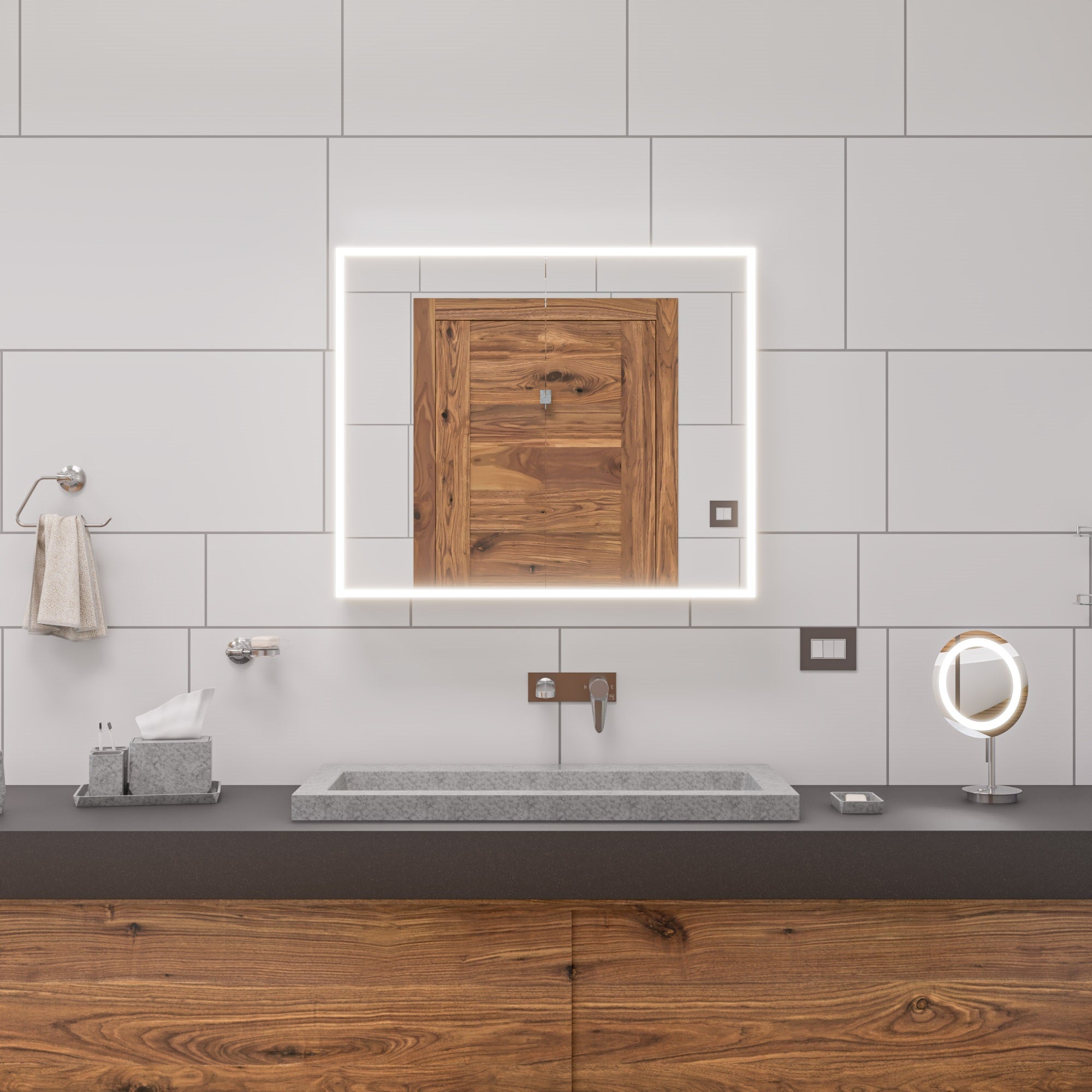 ALFI ABCO40TR 40" Solid Concrete Gray Matte Trough Sink for the Bathroom