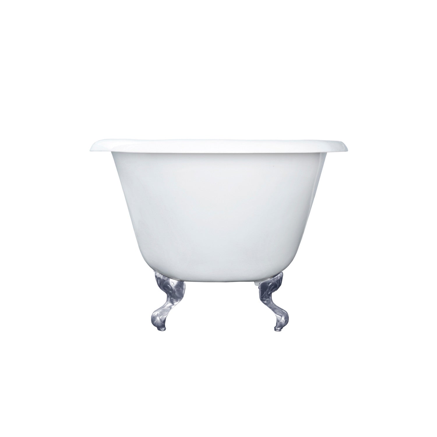 Aqua Eden VCT3D603019NT1 60" Cast Iron Oval Rectangular Roll Top Clawfoot Tub (3-3/8" Wall Drillings), White/Polished Chrome