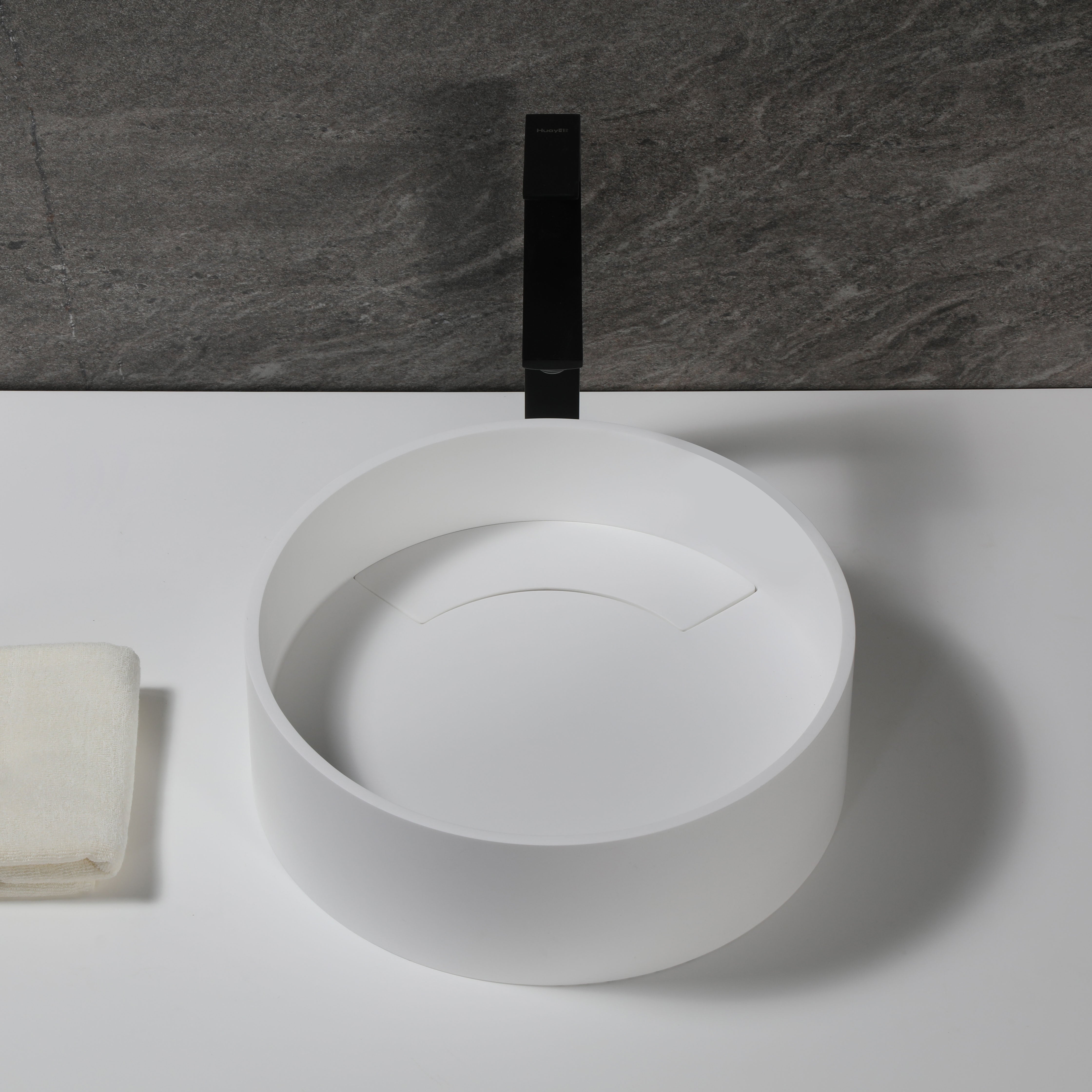 ALFI ABRS15R 15" Round White Matte Solid Surface Resin Sink