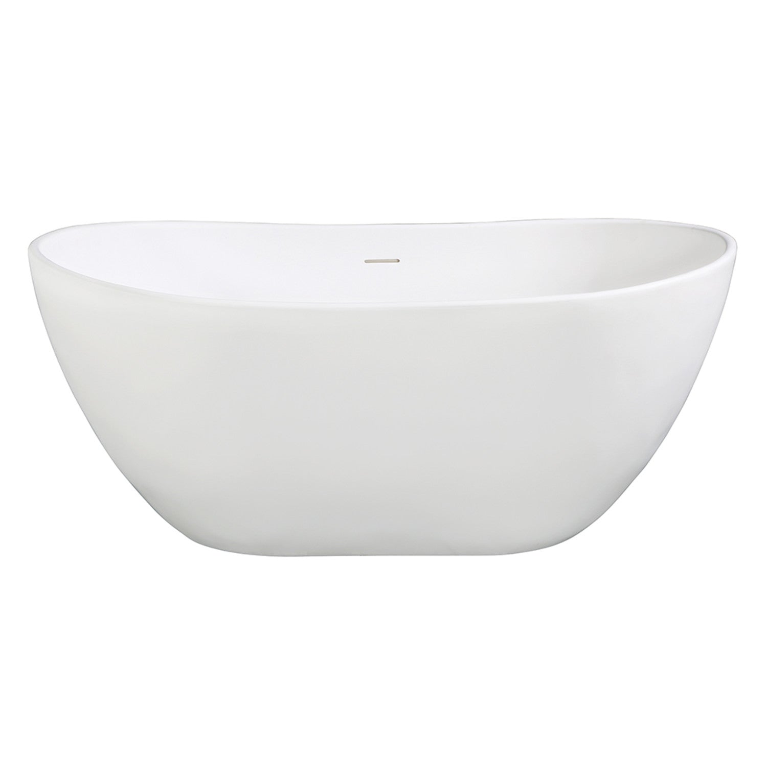 Kingston Brass VRTRS573224 57" Solid Surface Oval Double Slipper Freestanding Tub with Drain, Matte White