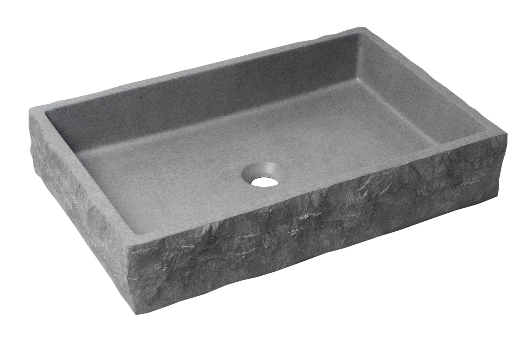 ALFI ABCO24R 24" Solid Concrete Chiseled Style Rectangular Above Mount Vessel Sink