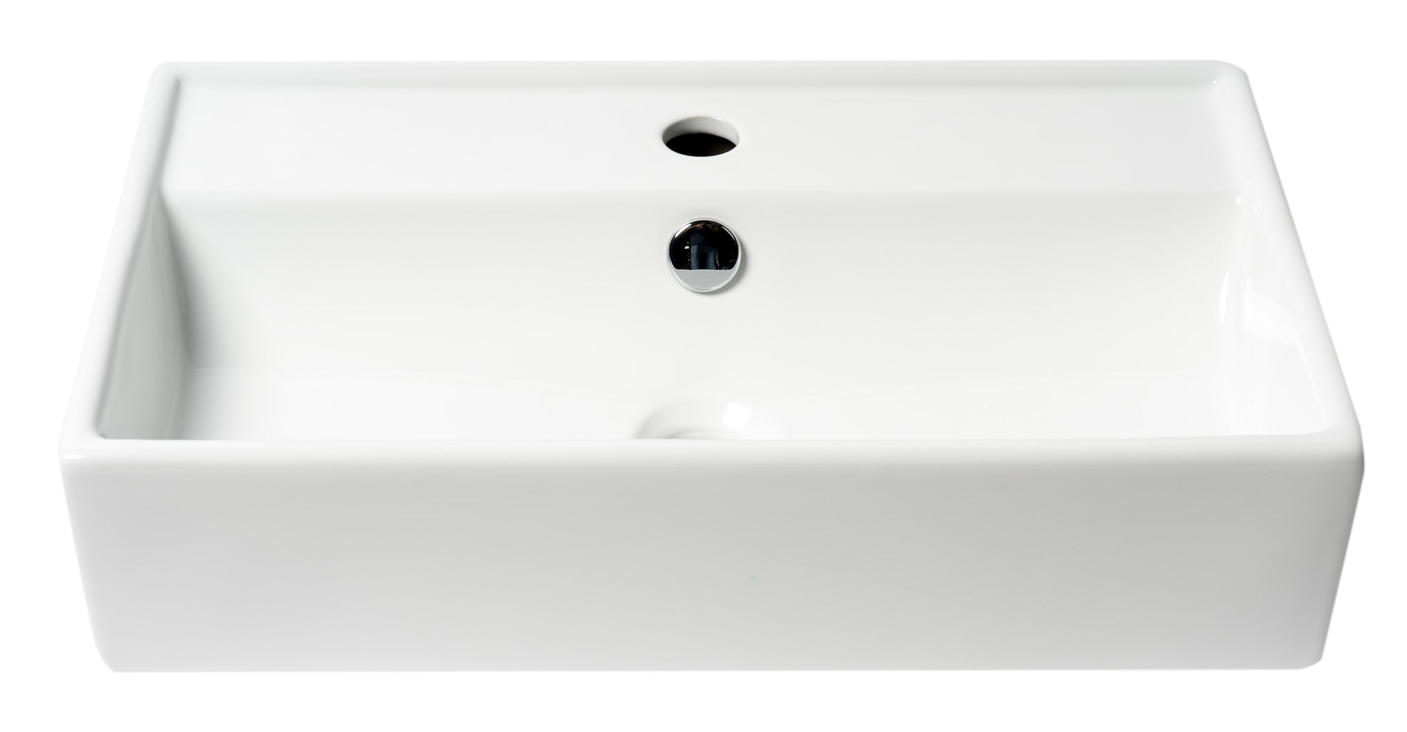 ALFI ABC122 White 22" Rectangular Wall Mounted Ceramic Sink with Faucet Hole