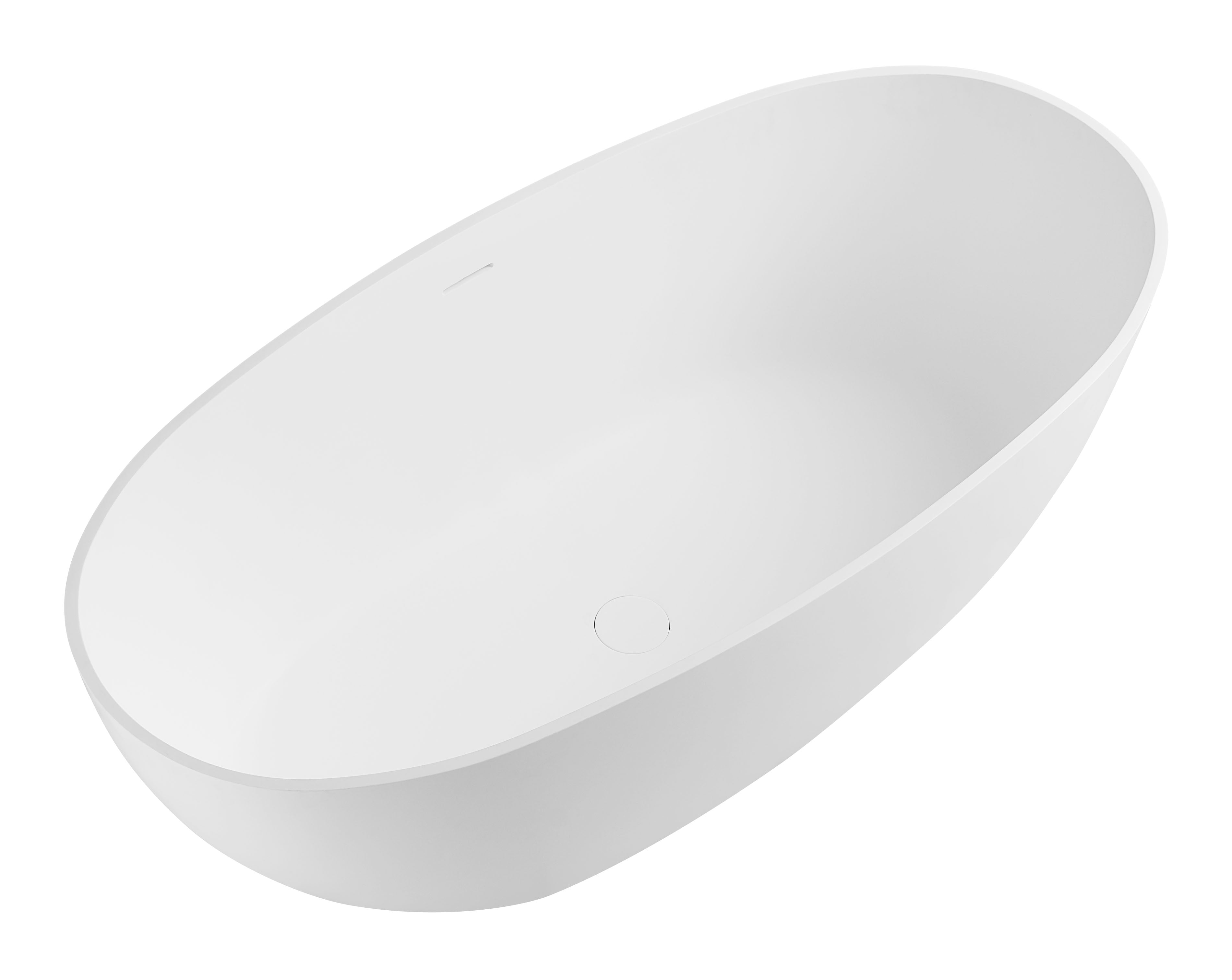 ALFI AB9975 59" White Oval Solid Surface Resin Soaking Bathtub