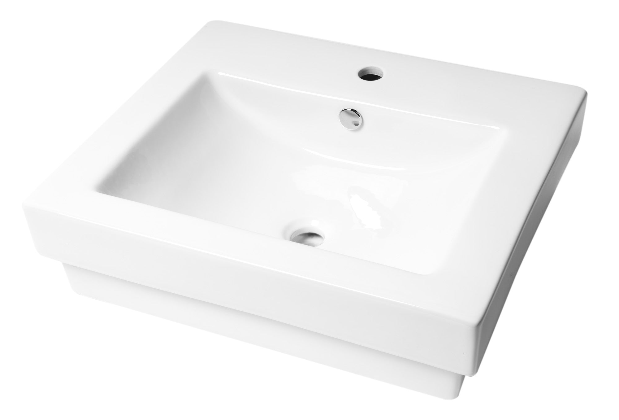 ALFI ABC701 White 24" Rectangular Semi Recessed Ceramic Sink with Faucet Hole