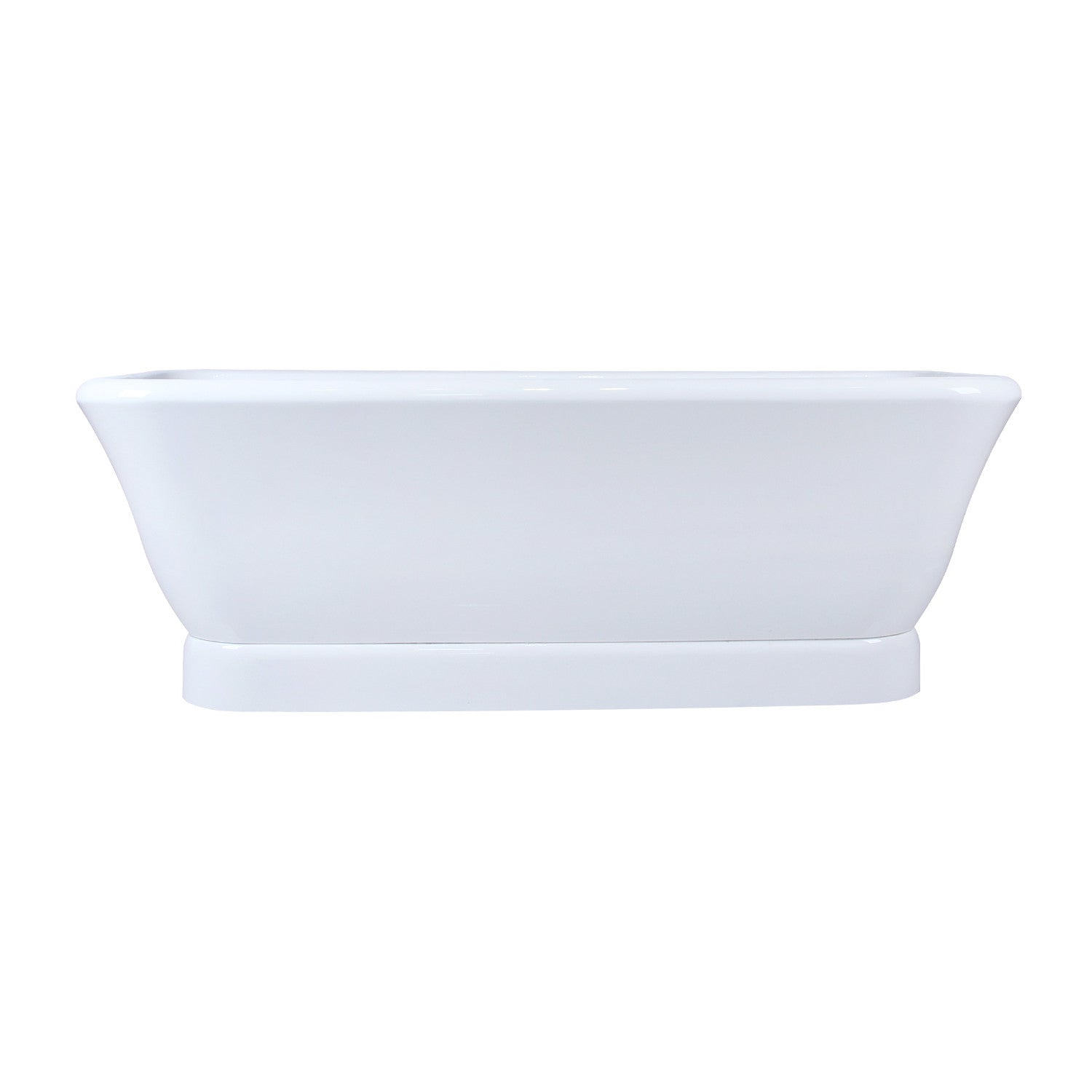 Aqua Eden VTDE713524WA 71" Acrylic Oval Rectangular Double Ended Pedestal Tub with Drain (No Faucet Drillings), Glossy White