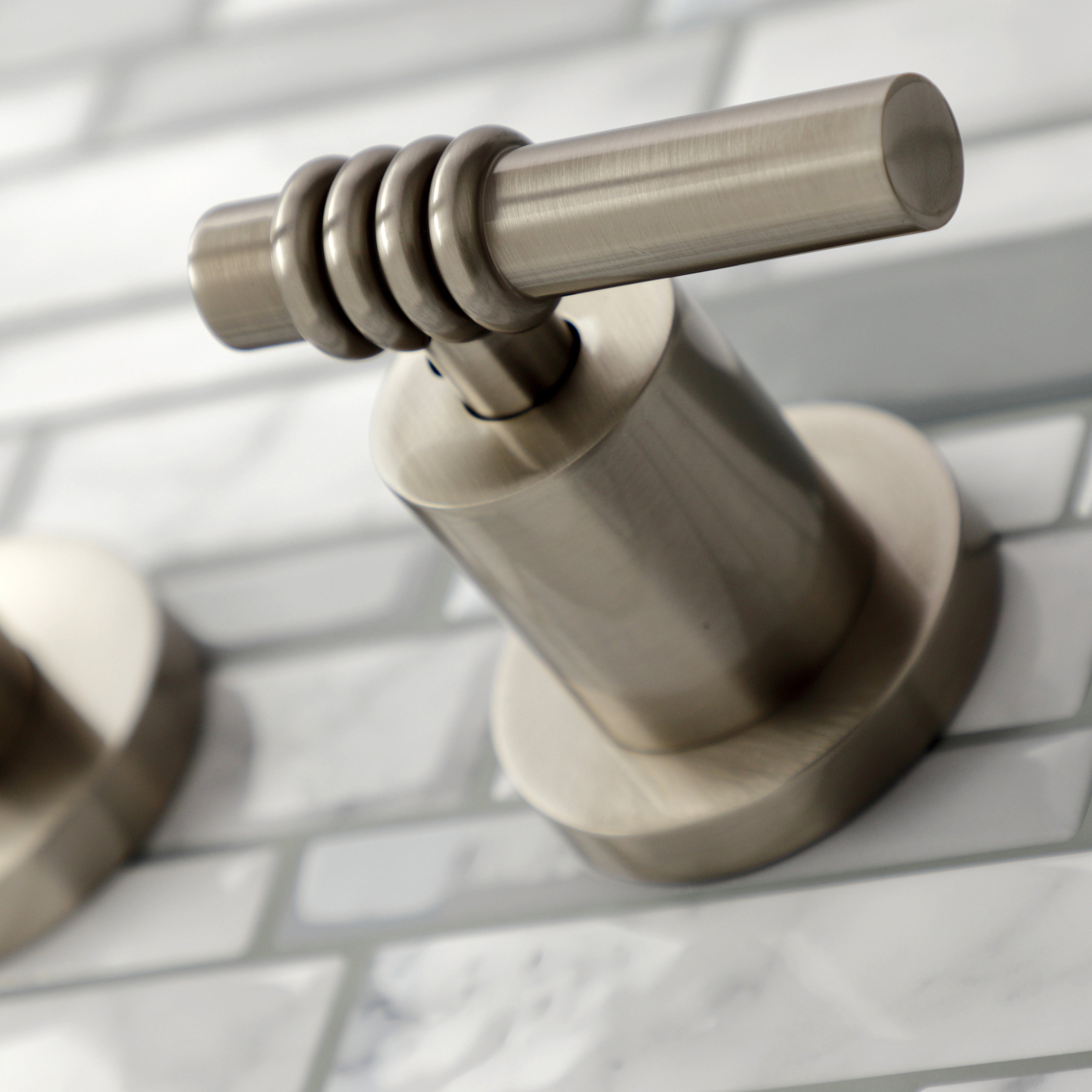 Kingston Brass KS8028ML Milano Two-Handle Wall Mount Roman Tub Faucet, Brushed Nickel