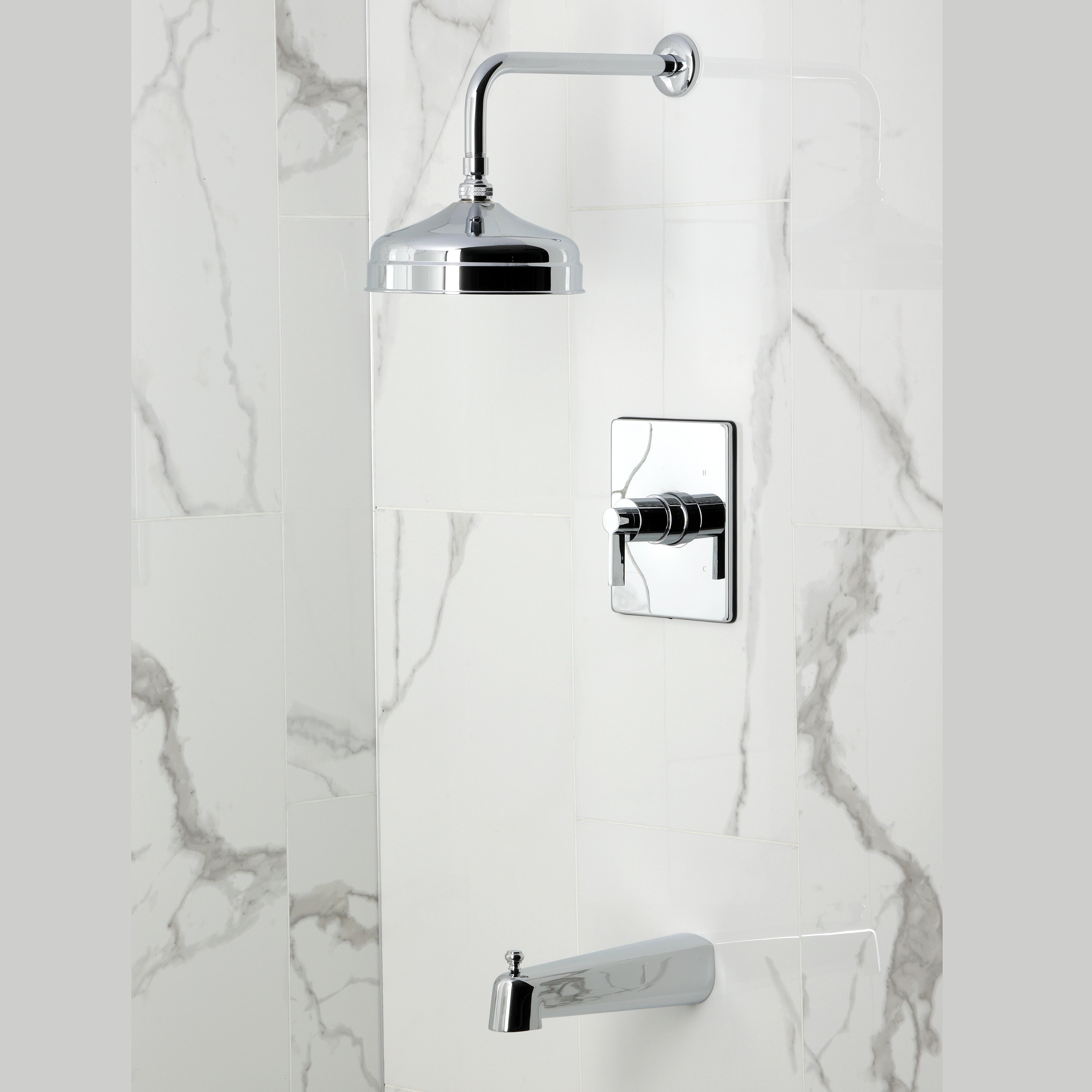 Kingston Brass KB6341NDL NuvoFusion Single-Handle Pressure Balanced Tub and Shower Faucet, Polished Chrome