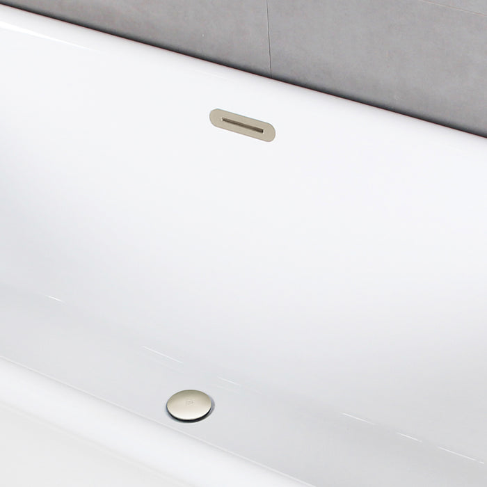 Kingston Brass VT7DE593023C426 59" Acrylic Oval Double Ended Freestanding Tub with Drain, Glossy White/Polished Nickel