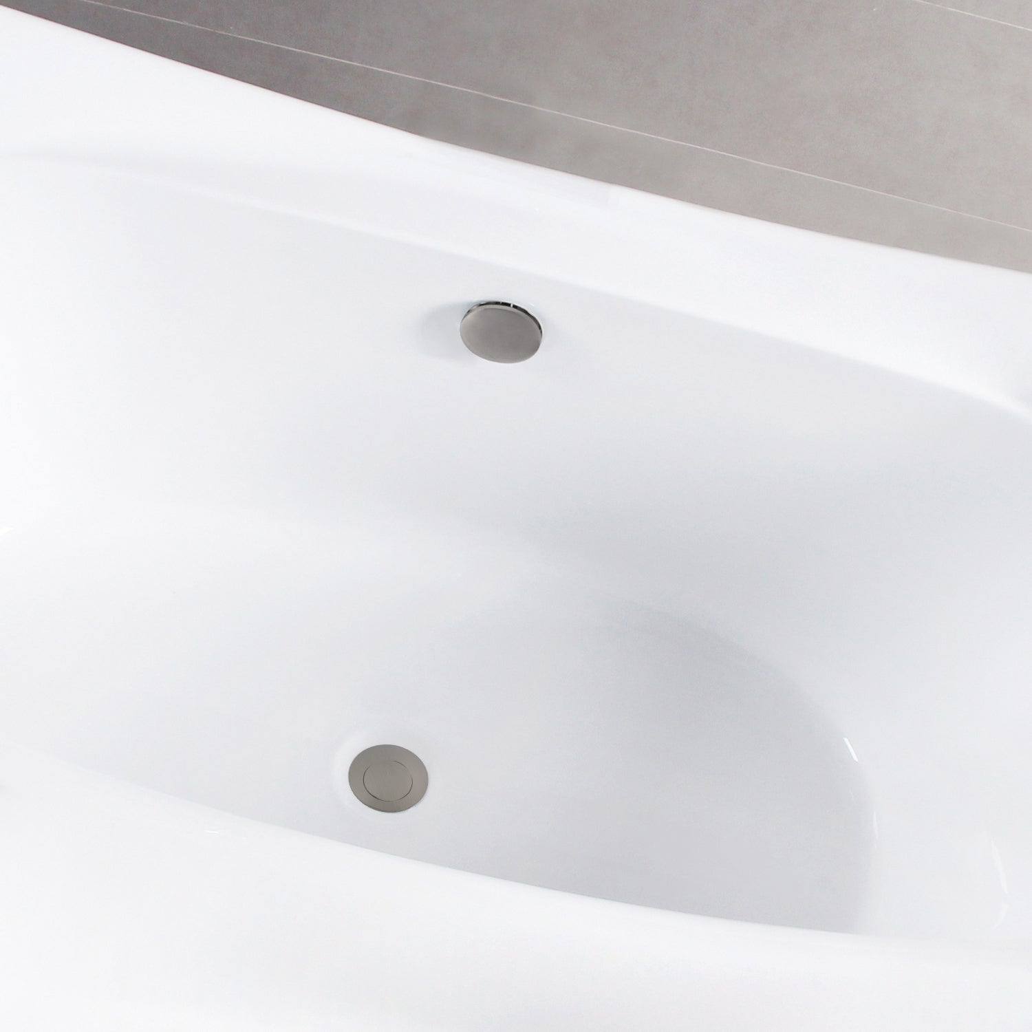 Kingston Brass VTSQ663422M8 66" Acrylic Rectangular Double Ended Freestanding Tub with Overflow/Drain Assembly, Glossy White/Brushed Nickel