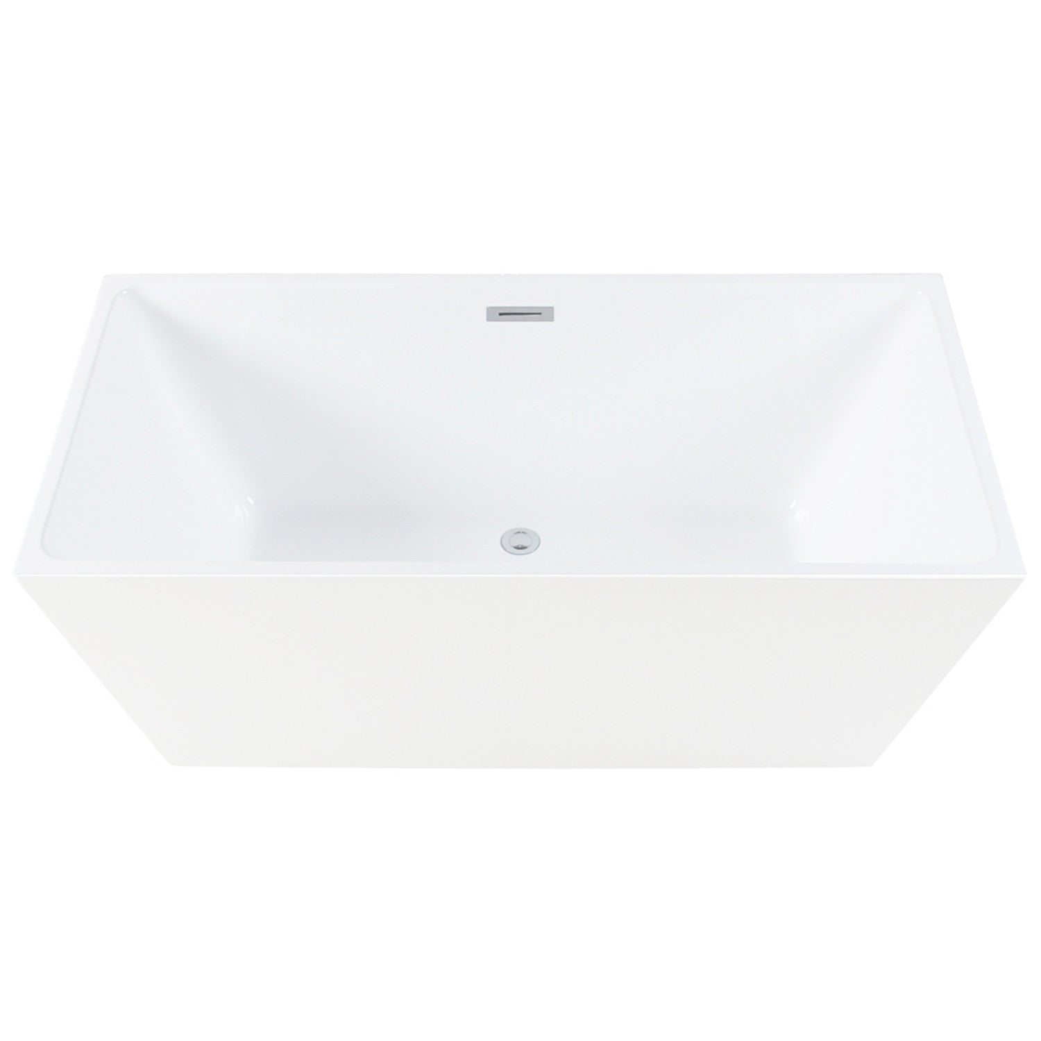 Kingston Brass VTSQ593223 59" Acrylic Rectangular Double Ended Freestanding Tub with Drain, Glossy White