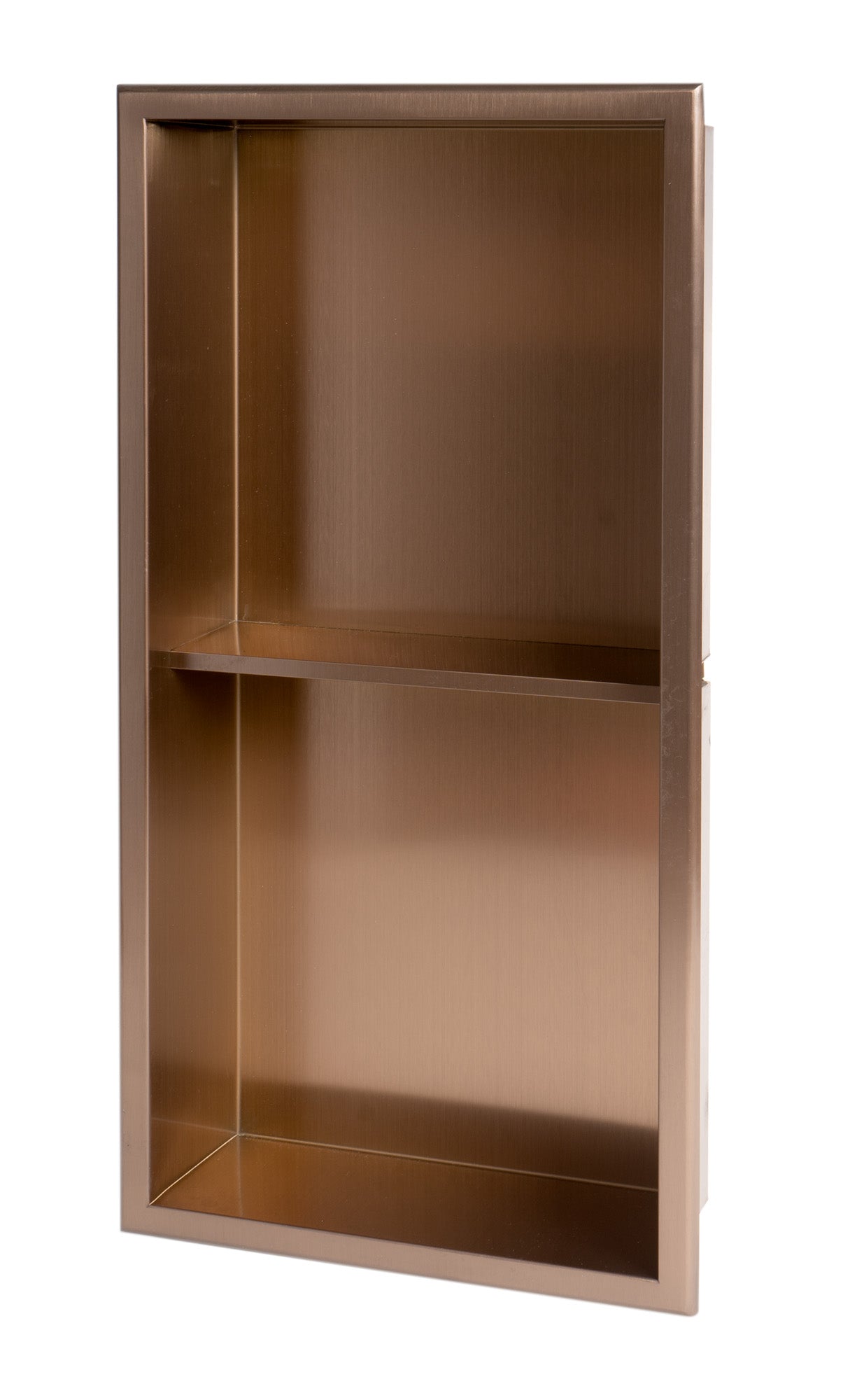 ALFI ABNP1224-BC 12" x 24" Brushed Copper PVD Stainless Steel Vertical Double Shelf Shower Niche