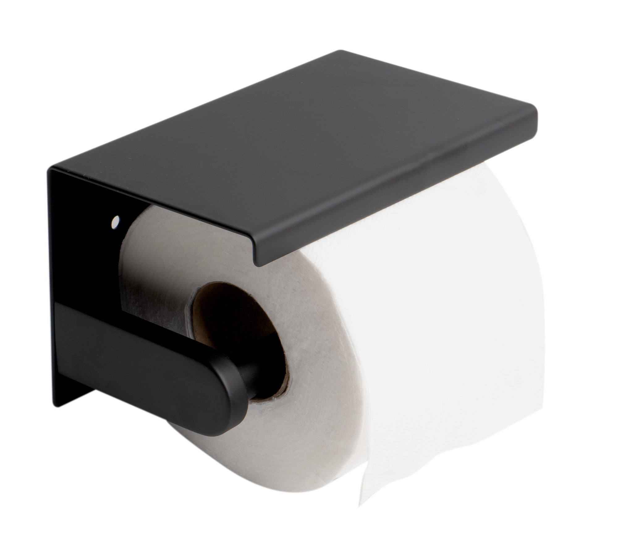 ALFI ABTPC66-BLA Black Matte Stainless Steel Toilet Paper Holder with Shelf