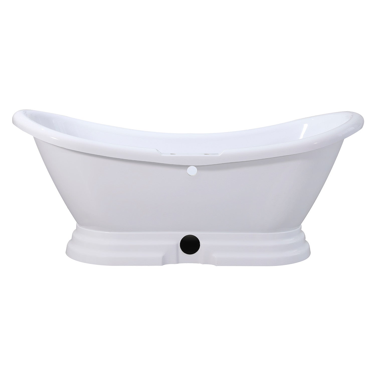 Aqua Eden VT7DS692828PBA 69" Acrylic Oval Double Slipper Pedestal Tub (7" Faucet Drillings), Glossy White