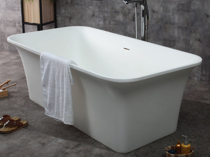 ALFI AB9942 67" White Rectangular Solid Surface Smooth Resin Soaking Bathtub