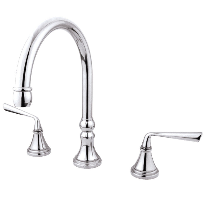 Kingston Brass KS2341ZL Silver Sage Two-Handle Deck Mount Roman Tub Faucet, Polished Chrome