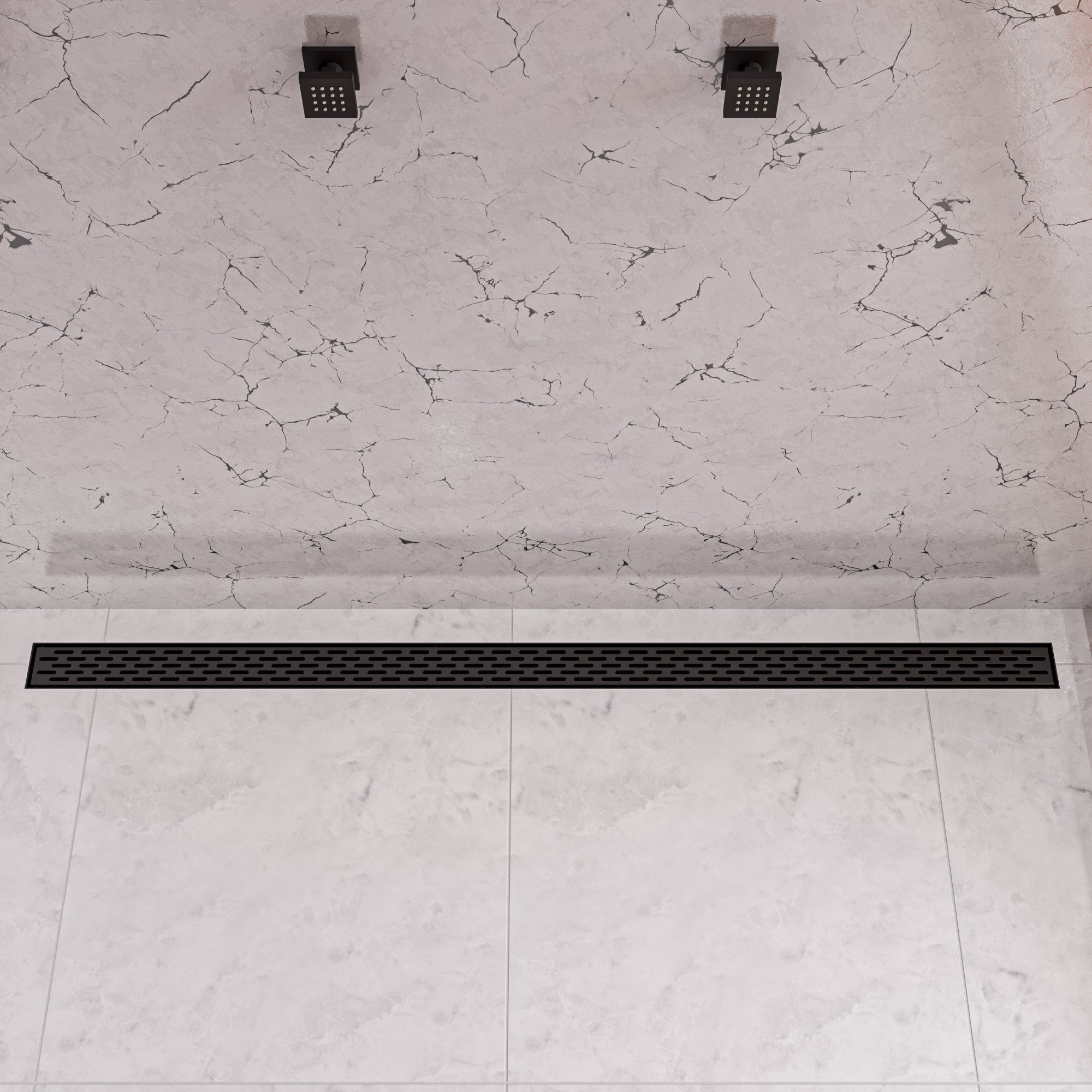 ALFI ABLD59C-BM 59" Black Matte Stainless Steel Linear Shower Drain with Groove Holes