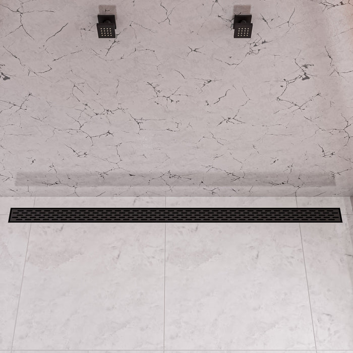 ALFI ABLD59C-BM 59" Black Matte Stainless Steel Linear Shower Drain with Groove Holes