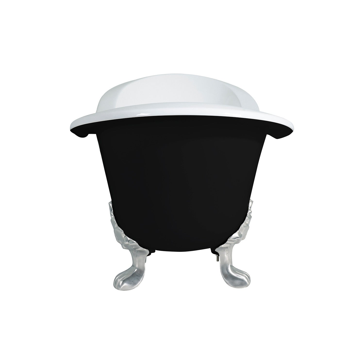 Aqua Eden VBTND7231NC1 72" Cast Iron Oval Double Slipper Clawfoot Tub (No Faucet Drillings), Black/White/Polished Chrome