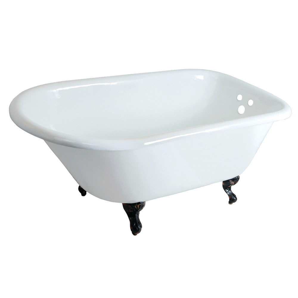 Aqua Eden VCT3D483018NT5 48" Cast Iron Classic Flat-Rim Roll Top Clawfoot Tub (3-3/8" Wall Drillings), White/Oil Rubbed Bronze
