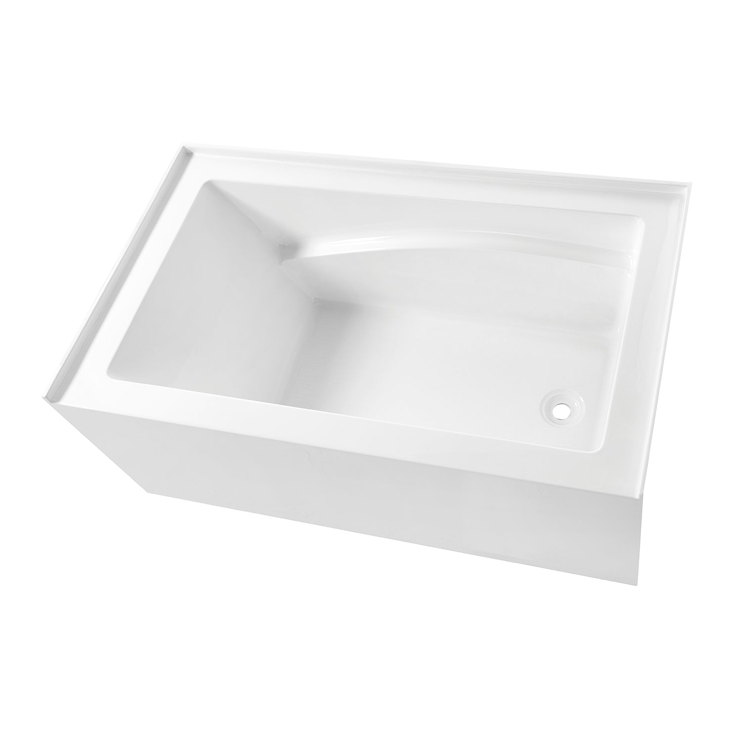 Aqua Eden VTAM4832R22D 48" Acrylic Rectangular 3-Wall Alcove Tub, Right Hand Drain and Anti-Skid Surface, Glossy White