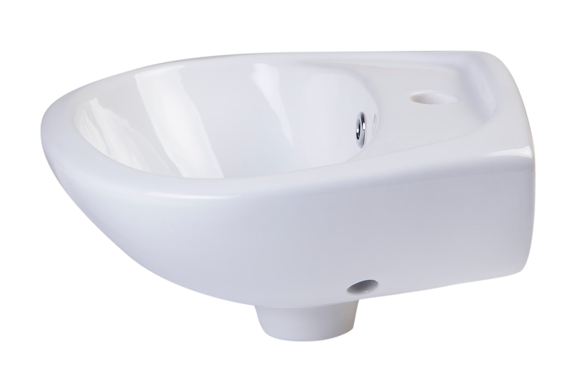 ALFI AB106 White Small Porcelain Wall Mount Basin with Overflow